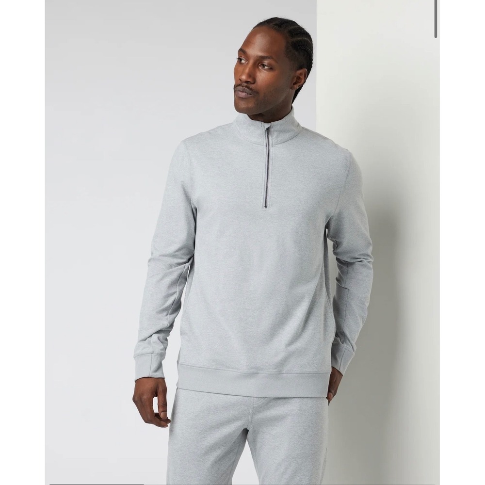 Vuori Coronado Quarter Zip Pullover Mens Large Grey Good Organic Cotton Fleece
